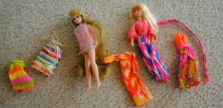 Vintage Dawn Doll 4 Dolls 1970 Outfits Accessories Record Case Hippie Gowns 3