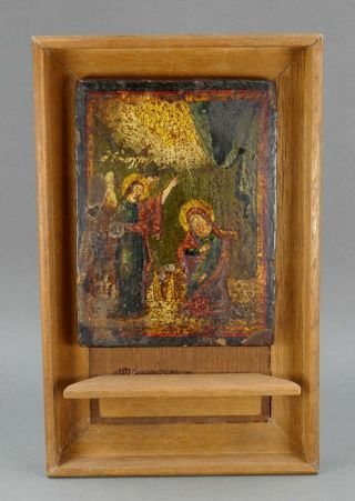 Fine Antique 18th Century Greek Orthodox Oil Painting On Board Religious Icon