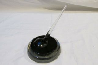 Vintage Esterbrook Dip - Less Fountain Well & Pen Ink Clear Lucite Black Glass 444