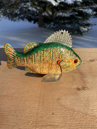 Jay Mcevers Sunfish - Folk Art Fish Spearing Decoy - Ice Fishing Lure