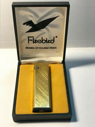 Vintage Colibri Firebird Flipper Butane Lighter Tall In Case