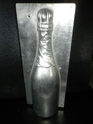 Professional,  Vintage Metal Chocolate Mold,  Full Size Champagne Bottle.