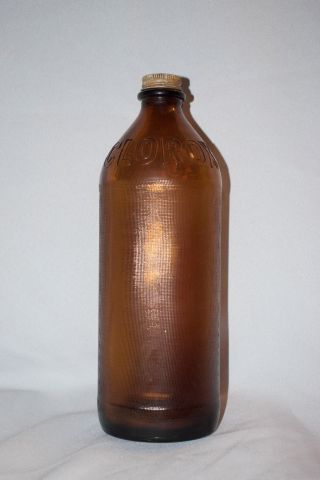 Vintage Clorox Bleach Quart Glass Bottle 1951 - 1954 Amber Brown Cap