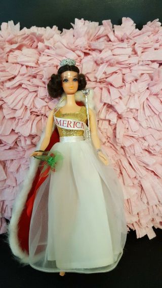 Vintage Walk Lively Miss America Barbie Doll - 1972
