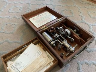 Antique American Thompson Improved Indicator Steam Guage In Wooden Box
