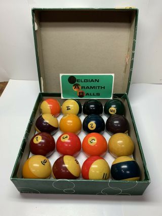 Vintage Aramith Premium 2 1/4 " Pool Balls - Belgian Billiard Balls - Full Set