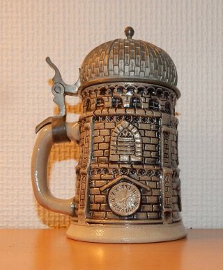 Antique German Beer Stein Tower München Munich Character Miniature Vintage 0,  25l