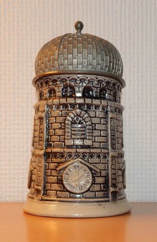antique German Beer Stein tower München Munich character miniature vintage 0,  25L 2