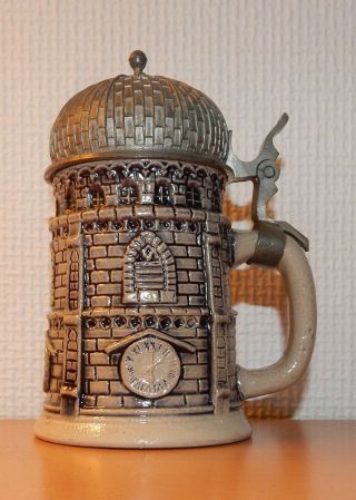 antique German Beer Stein tower München Munich character miniature vintage 0,  25L 3