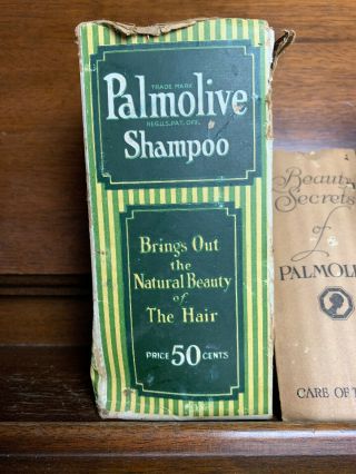 Vintage Early 1900’s Palmolive Shampoo Bottle And Box 2