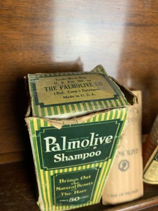 Vintage Early 1900’s Palmolive Shampoo Bottle And Box 3