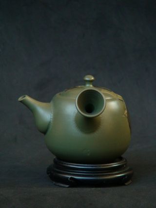 Japanese Banko Ware Ceramic Teapot Flower pattern Kyusu Sencha Artist Signed 3