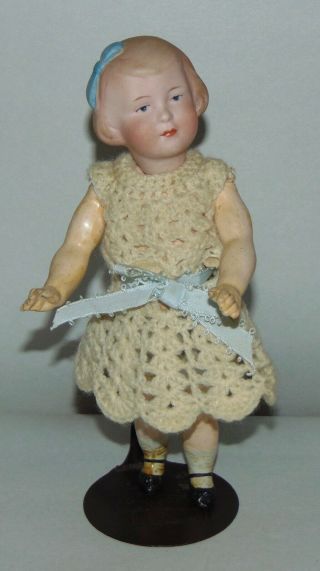 ANTIQUE BISQUE Doll GEBRUDER HEUBACH Girl BLUE BOW Rare Mold 2