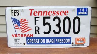 Tennessee Operation Iraqi Freedom Veteran License Plate Military Fr 5300