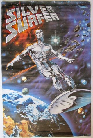 Vintage 1989 Silver Surfer Poster Marvel Comics Surfboard Surfing Comic Book Usa