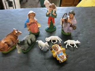 Vintage Nativity Set Christmas Manger Scene Figures Made In Italy Hand Painted