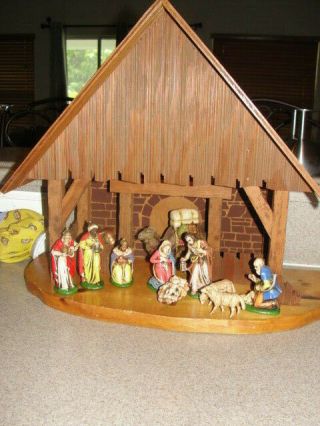 Nativity Manger Set Christmas Jesus Vintage Creche Made In Germany Old Lighted