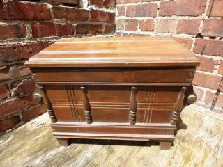 Antique Pump Organ Hand Crafted Into Large Wooden Sewing Box W/ Handles Folk Art