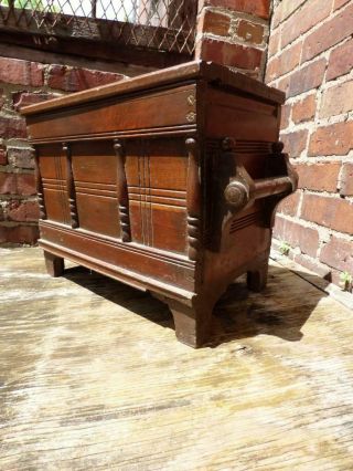 Antique Pump Organ Hand Crafted into Large Wooden Sewing Box w/ Handles Folk Art 2