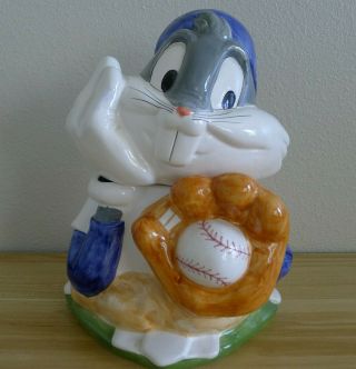 Looney Tunes Bugs Bunny Ceramic Cookie Jar Vintage 1993 Warner Bros Baseball