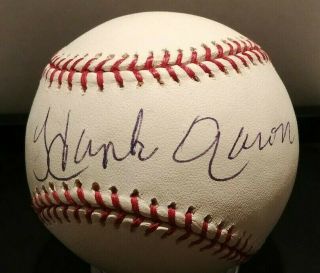 Hank Aaron Atlanta Braves Signed Autographed Oml Baseball Steiner Cert - Psa Jsa