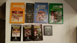 16 Vintage Boxed Atari 2600 Games With All Manuals Indy 500 Roller Controllers -