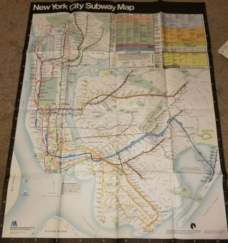 Vintage (1983) Nyc Mta Subway Map Full Poster 45 " X59 "