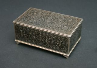Fine Antique Thai Silver Niello Box Thailand Siam