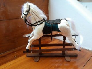 Vintage Miniature Wooden Dollhouse Furniture Handcrafted Rocking Horse