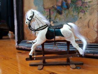 Vintage Miniature Wooden Dollhouse Furniture Handcrafted rocking horse 2
