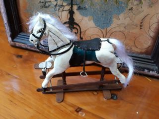 Vintage Miniature Wooden Dollhouse Furniture Handcrafted rocking horse 3