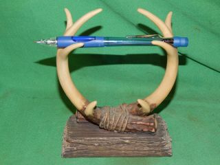 Vintage Desk Pen Holder,  Faux Antlers Deer Art Man Cave Small Decoration