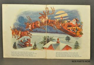 Antique Vtg 1918 Santa Claus Reindeer Litho Prints Book Pages Illustration Aek