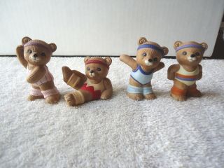 Vintage Homco 1448 Set Of 4 Aerobic / Exercise Bears " Collectible D