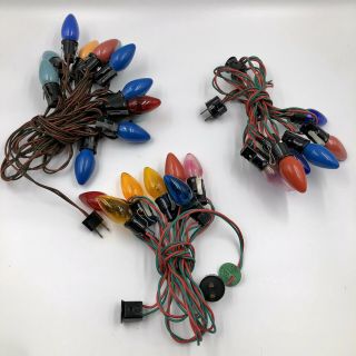 Vintage Outdoor Christmas Lights Tree Set Of 3 - C9 - Red/green Wire Clip