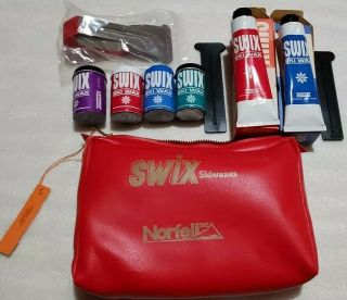 Vintage Assorted Swix Ski Wax.  4 Sticks,  2 Tubes W Scrapers & Carry Bag.