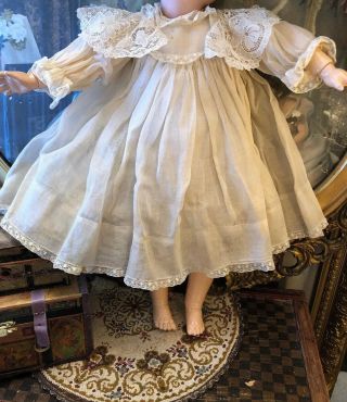 Antique/vintage 3pc Child Doll Organdy Dress W/lace Cap Sleeves