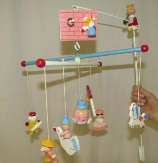 Musical Mobile,  hand painted,  by IRMI,  Mother Goose 131 - 815,  vintage,  wooden 2