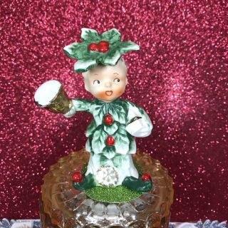 Vtg Napco Sweetheart Holly Hat Boy Christmas Shaker Figurine Japan Repaired