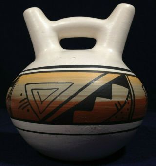 Vintage Signed Native American Indian Pottery Wedding Vase Pot