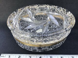 6 " Vintage French Box Cut Crystal Glass Ormolu Casket Trinket Possibly Baccarat