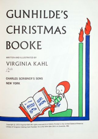 Vintage GUNHILDE ' S CHRISTMAS BOOKE,  Virginia Kahl.  1972.  HC 2