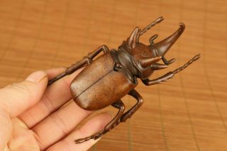 Big Chinese Old Red Copper Hand Carved Insect Statue Figure Netsuke Ornament