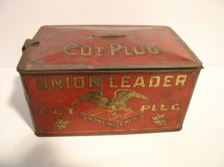 Union Leader Cut Plug Tobacco Lunch Box Tin