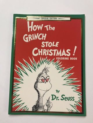 Vintage Dr.  Seuss How The Grinch Stole Christmas Story & Coloring Book