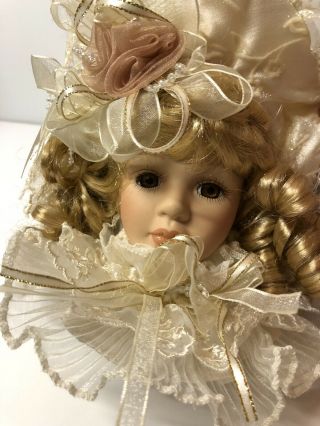 Dan Dee Vintage Porcelain Victorian Doll Head Christmas Ornament Ivory White
