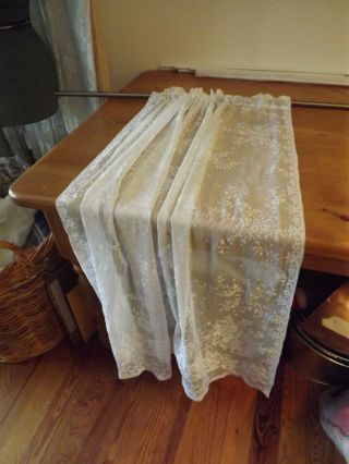 Vintage Ivory (off White) Lace Curtain Panel 37wx48 " Floral
