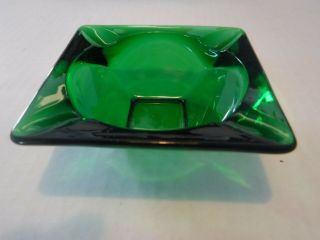 Vintage Emerald Green Glass Cigarette Ashtray Anchor Hocking ? 3 1/2 " Square Euc