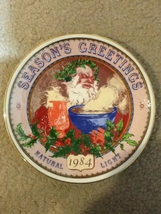 Vintage 1984 Natural Light Beer Seasons Greetings Holiday Plate Anheuser Busch