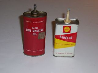 (2) Vintage 4oz.  Machine,  Handy Oil Tins/cans Shell And Wards